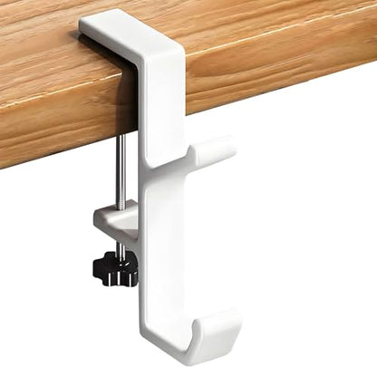 Headphone Stand - Aluminum Alloy Headphone Holder, Under Headset Stand for Desk Fit for PC Gaming Headset Hanger Hook Suitable for Office, Computer, Student Class Desk, Handmade Creator Table (Blanco)