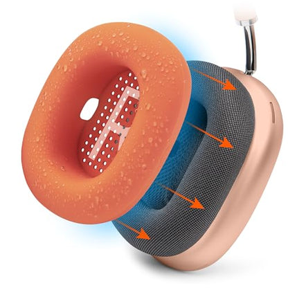 WC SweatZ Max - Patented Silicone Sweat Covers for AirPods Max 1 | Made by Wicked Cushions | (Does Not Fit AirPods Max 2). Sweatproof, Full Earpad Protection | Orange - color: Orange