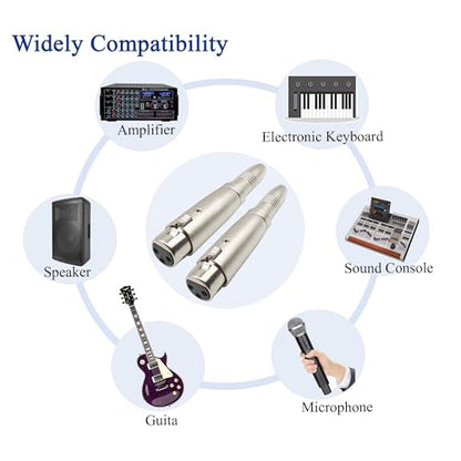 XLR to 1/4" Adapter 3PIN XLR Female to 6.35MM Female Connector Compatible with Microphone, Stereo, Mixer 2pcs - style: XLR Female to 6.35MM Female Adpapter