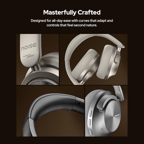 Noise Master Buds Max, Sound by Bose Wireless Over-Ear Headphones with Segment Leading Adaptive ANC, Dynamic EQ, LHDC 5.0, Immersive Spatial Audio,Upto 60H Playtime, App Support (Titanium) - color: Titanium