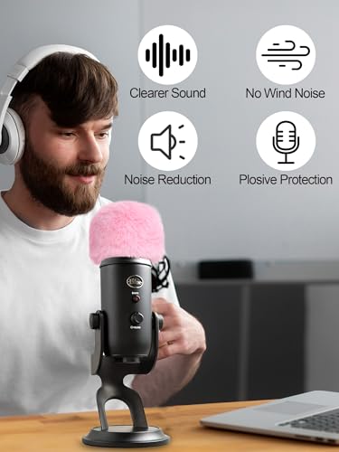 Furry Windscreen - Wind Muff Pop Filiter for Blue Yeti, Yeti Pro, Yeti Nano, Mic Cover Compatible for A8M, SoloCast, Razer Mini, Razer X, Razer Seiren V2 Pro and Normal ASMR USB Mics (Pink) - color: Pink Mic Cover