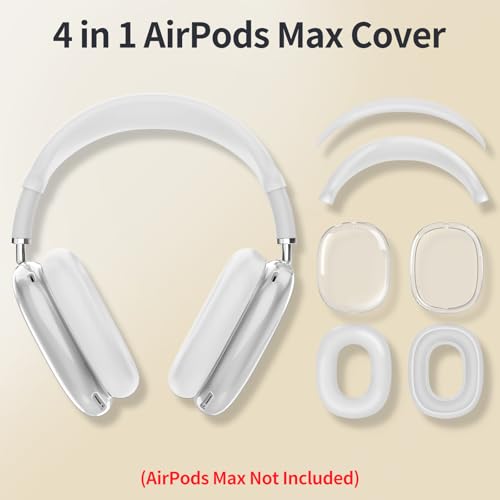 Fintie Case for AirPods Max 2 (2026) and AirPods Max 1 (2020/2024), Clear | Clear TPU Ear Cup Cover, Silicone Ear Pad and Headband Cover, Skin Protector Accessories - color: Clear