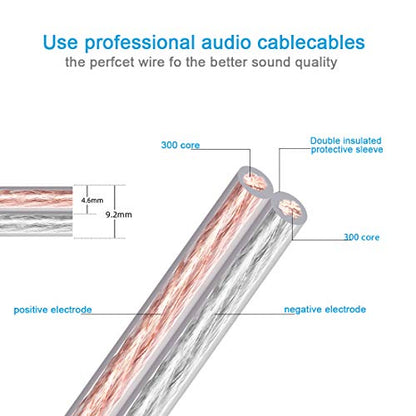 1 Pair 13AWG Audiophile Grade Speaker Wire with pre-Connected Dual Gold Plated Banana Plug Tips - Oxygen-Free Copper (OFC) Construction (1M(3.3FT)) - size: 3.3 ft