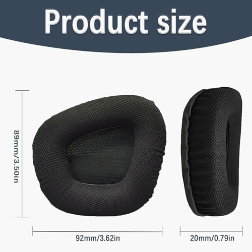 Replacement Ear Pads for Corsair Void & Corsair Void PRO RGB Wired/Wireless Gaming Headsets, Ear Cushion Pads Cover, Black Mesh Fabric, Memory Foam-Black