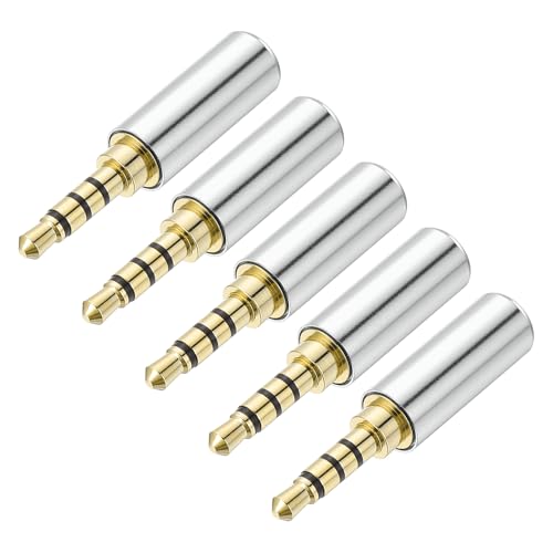 MECCANIXITY 5Pcs 3.5mm Replacement Repair Plug Jack 4 Pole Bright Silver - color: Bright Silver