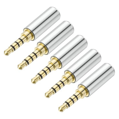 MECCANIXITY 5Pcs 3.5mm Replacement Repair Plug Jack 4 Pole Bright Silver - color: Bright Silver