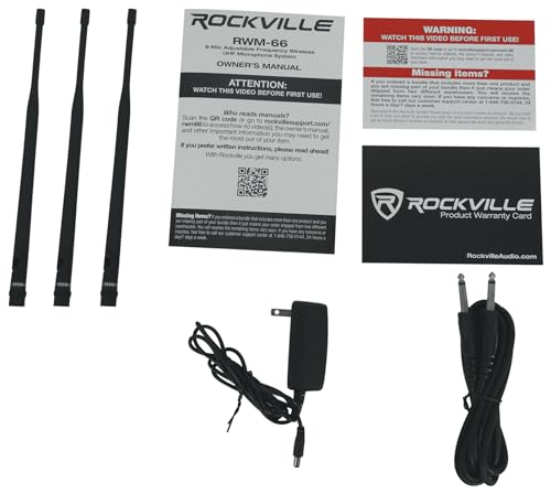 Rockville RWM-66 6-Mic Adjustable Frequency Wireless UHF Microphone System
