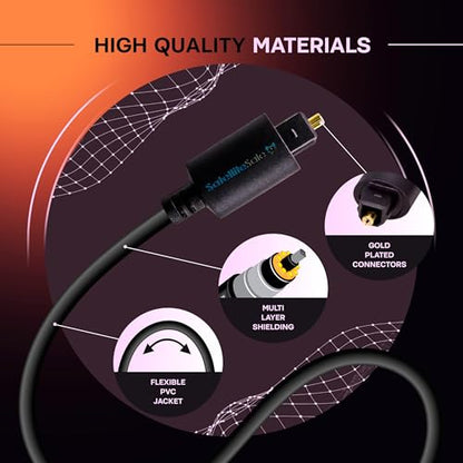 SatelliteSale Digital Toslink SPDIF Audio Optical Fiber Cable Universal Wire PVC Black Cord 1.5 feet - size: 1.5 Feet