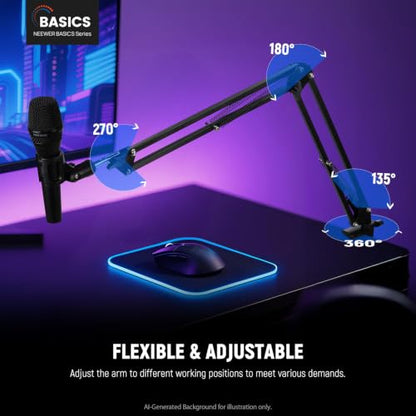 NEEWER Microphone Arm Stand, Suspension Scissor Boom Mic Arm Desk Mount with Clip & 3/8" to 5/8" Adapter Compatible with Blue Yeti Snowball HyperX QuadCast SoloCast Shure, Max Load 3.3 lbs, MS006 - style: MS006
