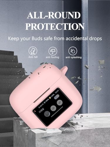 Case for JBL Tour Pro 3 - True Wireless Noise Cancelling Earbuds, Soft Silicone Protective Portable Scratch Shock Resistant with 2pack Screen Protector &Cleaner Kit & Carabiner & Lanyard，Pink - color: PINK