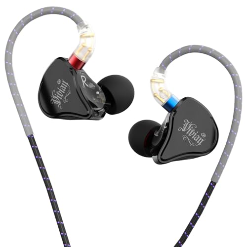 CVJ Vivian in Ear Monitor, HiFi Wired Earbuds, Gaming Earbuds, 3.5mm Jack, Deep Bass IEM Wired Earbuds, 0.78mm 2 Pins, Detachable 4.1ft Cable for Singer, Musician, Drummer, Audiophiles, No Mic - color: Vivian Printed Pattern, style: no Mic