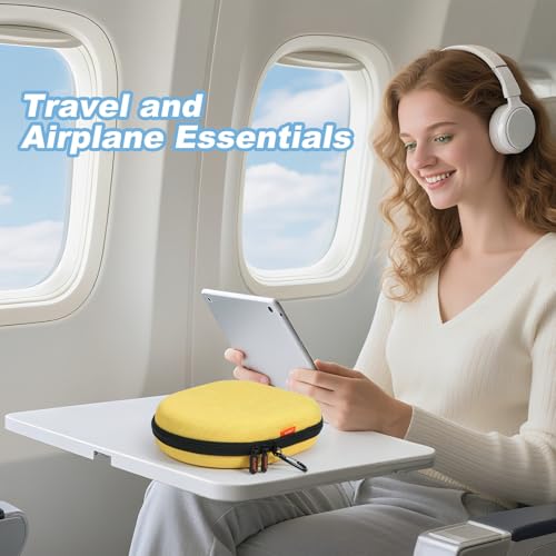 Hard Shell Headphone Case, Vibrant Travel Carrying Pouch Bags | Compatible with JBL, Sony, Bose, Soundcore Headphones, Shockproof EVA, Mesh Pocket, Carabiner - color: Yolk-Yellow