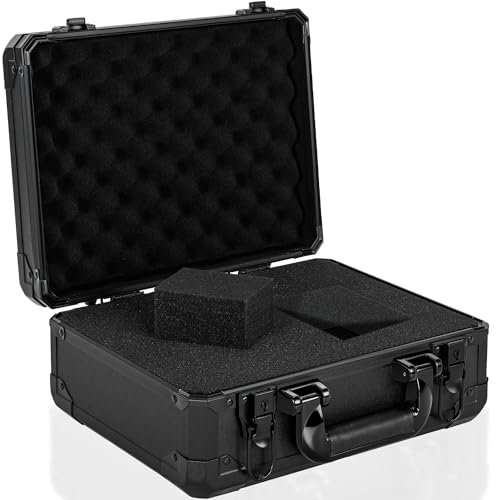 12.6 Inch Carrying Case with Customizable Pre-Diced Foam | Aluminum Case, Aluminum Alloy Sturdy Build, Storage Case for Microphone, Equipment, Camera, Tools, Recorder, etc - size: 12.6x9.8x5.5 Inch