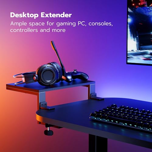 ARES WING Clamp-On Desk Extender Monitor Shelf, 15x9.8 up to 44lbs | Desktop Riser for Office/Gaming，Space Booster，Freestanding or Clamp Mount，No Drill Desktop Organizer，Black - size: 15“, style: no hook