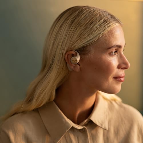 House of Marley Liberate Open-Ear True Wireless Earbuds, 20 Hrs Total Playtime, Quick Charge, Built-in Microphones, 12mm Drivers, Sustainable and Eco-Friendly Design (Cream) - color: Cream