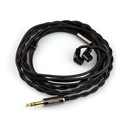Linsoul Tripowin Zombur 4N OFC in Ear Monitor Cable, 3.5mm Plug, 1.25m | High Purity Oxygen Free Cable HiFi Wired IEM Cable, Cotton Yarn Outer Layer, for Musician Audiophile, w/o Mic, Recessed 2pin - size: Recessed 2-Pin, style: Without Mic