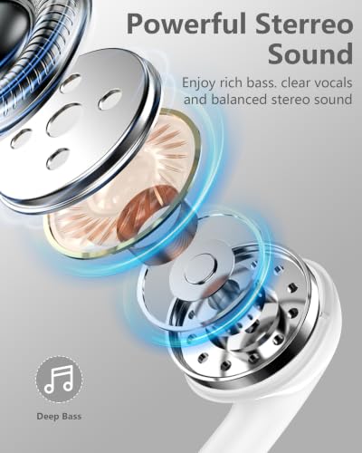 3.5mm Aux Jack Earbuds, Wired Over Ear Buds with Microphone, in-Ear Headphones for Apple iPhone ipad EarPods for Computer Laptop Gaming Devices, Stereo Bass Earphones for MP3 PC Air Pods Samsung - color: White