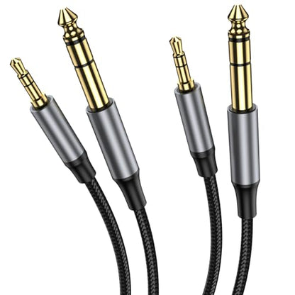 1/4 inch to 3.5mm Stereo Audio Cable 6.6FT, 1/8 to Quarter Inch TS 6.35mm Y Splitter Guitar AMP Aux Cord for Guitar,iPod, Laptop, Home Theater Devices, Smartphones and Amplifiers(2Pack) - size: 6.6FT