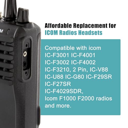 Accessoryway 2 Pin Acoustic Tube Earpiece with PTT Mic Radio Headset for ICOM IC-F4011 IC-F3011 IC-F3001 IC-F4001 IC-F3013 IC-F1000 IC-F2000 IC-F3 IC-F4 IC-F24S IC-F43TR Two Way Radio