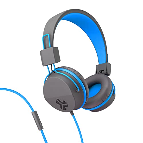 JLab Neon on-Ear Wired Headphones with 40mm Drivers, Graphite/Blue - color: Graphite/ Blue, size: Wired
