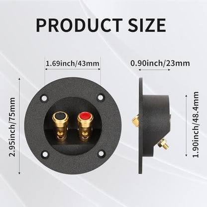 3 in Round Push Spring Subwoofer Box Terminal, Pack of 1 | Features 2-Way Speaker Terminals with Gold Plated Binding Posts; Bare Wire Connection; 1 Pack. - color: 3 Inch Round Push Spring, size: 1