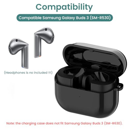Charging Case for Samsung Galaxy Buds 3 (not pro), Replacement Charger Case Dock Charging Box with USB C Cable for Galaxy Buds 3 (SM-R530) Earbuds (Black) - color: Black