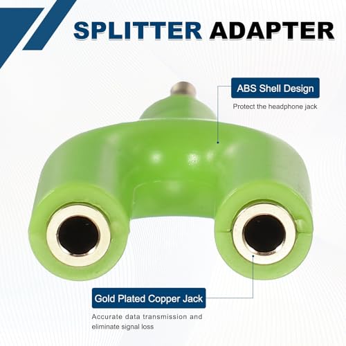 MECCANIXITY Headphone Splitter Adapter, 3.5mm Male to Dual Female Y Jack Aux Splitter for Phone Headset PS4 Switch Tablets, Green - color: Green