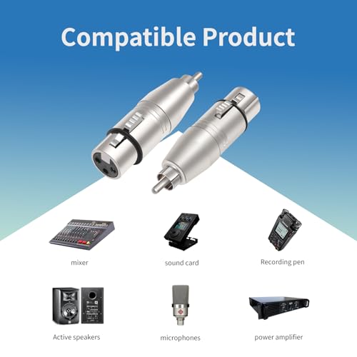 2Pack 3Pin XLR Female to RCA Male Audio Adapter,Balanced XLR Input to Unbalanced RCA Output Audio Connector for Mixer,Power Amplifier,Audio Player - color: RCA M To XLR F