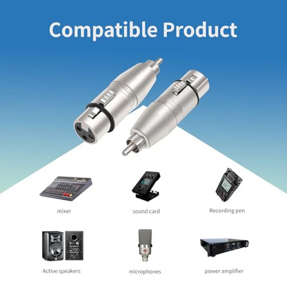 2Pack 3Pin XLR Female to RCA Male Audio Adapter,Balanced XLR Input to Unbalanced RCA Output Audio Connector for Mixer,Power Amplifier,Audio Player - color: RCA M To XLR F
