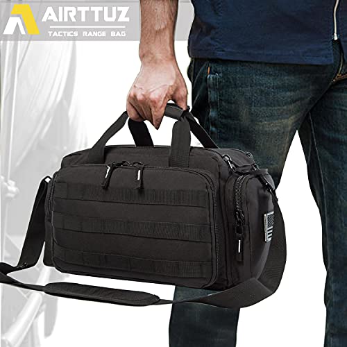 Range Bag | Gun Range Duffle Bag for Handguns and Ammo,USA Flag Patch Included. - color: Black