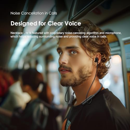 Oraimo NeckLite Wireless Neckband Earbuds, Wearable Around Neck Headphones Built-in Microphone, Bluetooth Headset Magnetic Earphones Deep Bass, Ultra-Lightweight Comfort, 30H Playtime, Black - color: Deep Black