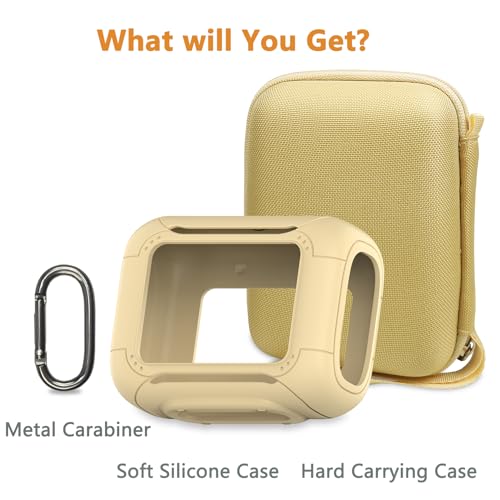 Protective Case for JBL Go 5 Portable Bluetooth Speaker | Accessories Hard Carrying Case and Silicone Cover with Metal Carabiner (Yellow Case) - color: Yellow Case