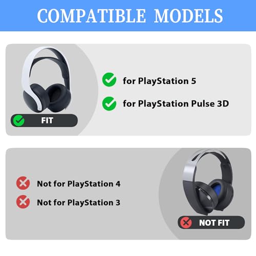 Adhiper Replacement Ear Pads for Sony PlayStation 5 Pulse PS5 3D Headset,PS5 Protein Leather Ear Cushions,Securely Memory Foam Headset Earpads(Black - color: Black