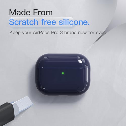 Case for AirPods Pro 3 Never-Sretch-Out DamonLight Shock-Proof Protective Semi Hard Silicone Case Compatible with Apple Airpods Pro 3rd Generation (Midnight Blue) - color: Midnnight Blue