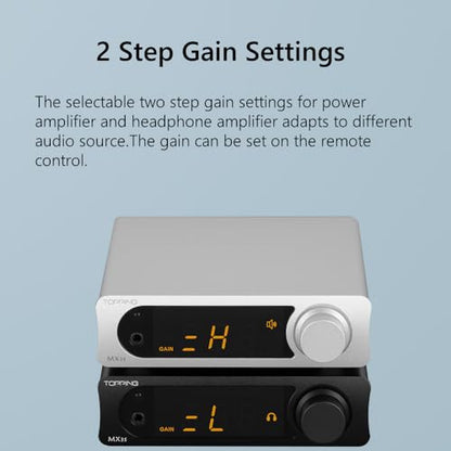 TOPPING MX3s Headphone Amplifier DAC with 62Wx2 Merus Class D, 700mW*2 Headphone Power, AK4377 Chip,and Support USB/Bluetooth/Opt/Coax/AUX Input (MX3S-Black)