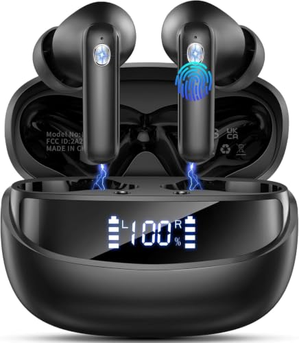 Wireless Earbuds 2026, Ear Buds Bluetooth 5.4 Headphones with HiFi Stereo/ENC Noise Cancelling, Wireless Earphones 40H Playtime Bluetooth Earphones, in Ear Headphones IP7 Waterproof/USB-C Fast Charge | Deep Bass Stereo, 40H Playtime, Mini Charging Case, L