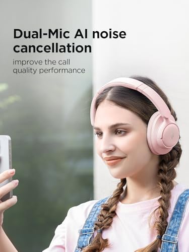 1MORE Wireless Bluetooth Noise-canceling Headphones - HQ31 SonoFlow SE Over-Ear Headphones with Hi-Res Audio, 90H Playtime, Clear Calls, Preset EQ Via App, Comfort for Home Office Travel(Pink) - color: Pink