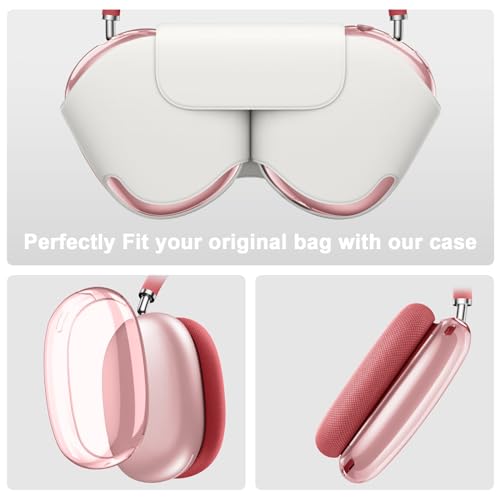 Compatible with Apple AirPods Max Case,Clear Soft TPU Anti-Scratch,Ear Pad Case Cover/Ear Cups Cover/Headband Covers for AirPods Max Headphones,Red - color: D-Red, size: Clear case
