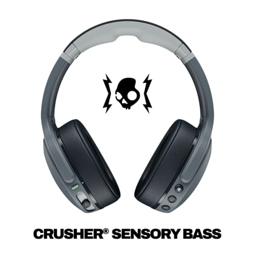 Skullcandy Crusher Evo Wireless Multi-Sensory Bass Headphones - Chill Grey | Bluetooth, Noise Isolating Over-Ear Fit, 40 Hours Battery, Microphone, Working Out, Gym, Travel, Studying, Music - color: Chill Grey