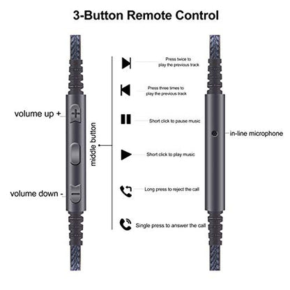 NewFantasia 3.5mm to 2.5mm Male Audio Cable for JBL Tune 710BT, 600BTNC, Live 660NC, 460NC, E45BT E55BT E65BTNC Headphone, Remote Volume Control Mic for iPhone