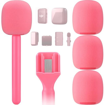 Facmogu Pink Mic Holder for DJI Wireless Mic, Handle for Rode Wireless Pro
