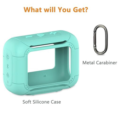 Silicone Cover Case for JBL Go 5 Portable Bluetooth Speaker | Protective Case for Go 5 Speaker, Shockproof Drop-Protection Cover with Carabiner (Teal) - color: Teal