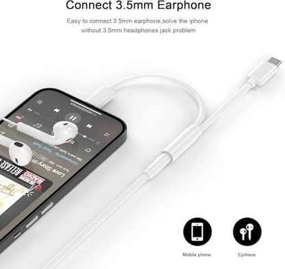 [Apple MFi Certified] Multi Lightning to 3.5 mm Headphone Jack Adapter | 2 Pack iPhone Headphones Aux Audio Dongle USB C TypeC to 3.5 Female Adapter for iPhone 17 16 15 14 13 Pro Max 12 11 XS
