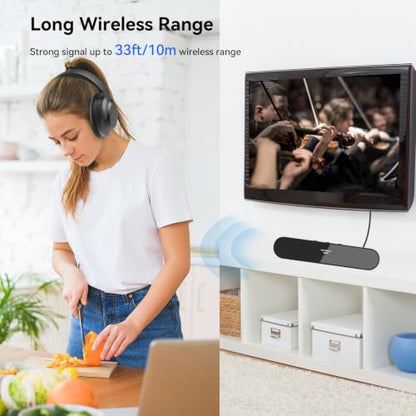 QCC3086 Bluetooth 5.4 Audio Transmitter aptX Adaptive LC3 Auracast Dual Classic Bluetooth OLED 20M Range AUX Optical USB-C