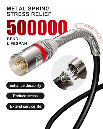 XLR Cables 100ft 2 Pack, Shielded Balanced XLR Male to Female, 3-pin | Long XLR Microphone Cable with Gold-Plated Connectors, Oxygen-Free Copper (OFC) Cord for XL R Cable Speaker, Metal Spring SR - size: 100 Feet, style: 2 Pack