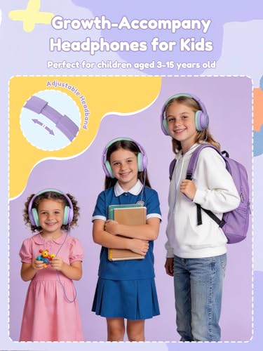 Acer OHW328 Kids Headphones Wired for School - Over Ear Design | 85/94dB Safe Volume, 3.5mm Jack Foldable Headphones for Kids Girls Classroom Yoto Player Chromebook Travel Purple Green - color: Purple Green