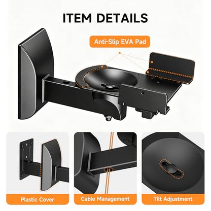XINLEI 2PC Speaker Wall Mount Bookshelf Speaker Stand Surrounding Sound Bracket Swivel & Tilt for Living Room, Studio Monitor Hold Up to 55 Lbs SPM201
