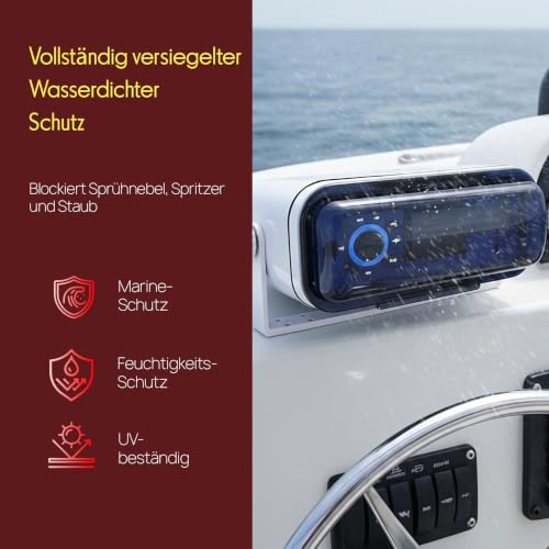 Pyle Durable Universal Marine Stereo Cover - Water Resistant Boat Radio Protector Shield with Flip-up Door & Neoprene Gasket - Compatible with Dual Shaft & DIN Style Stereos - Pyle PLMRCW3
