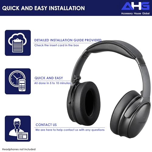 AHG Accessory House Global Cooling Gel Replacement Ear Pads Compatible with Bose QuietComfort 2023 / QC35 II, QC35, QC45, QCSE and QCSC Headphones, Extra Thick Ear Cushions with Scrims, Easy DIY Fit - color: AHG-QUIETCOMFORT-COOL-GEL-EP