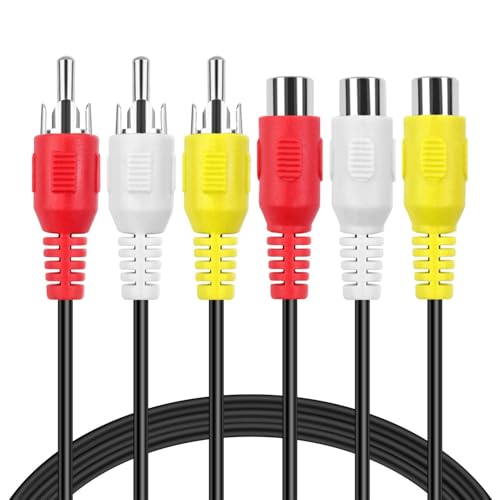 TNP 3 RCA Extension Cable, Male to Female AV Composite Cable, 6 Feet | Red, White and Yellow Connectors Extend Composite Video and Stereo Audio Links for Dvd Players, Tvs, Stereos and Amplifiers - size: 6FT